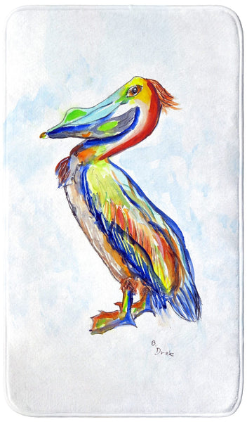 Sylvester Pelican on White - Vertical Bath Mat