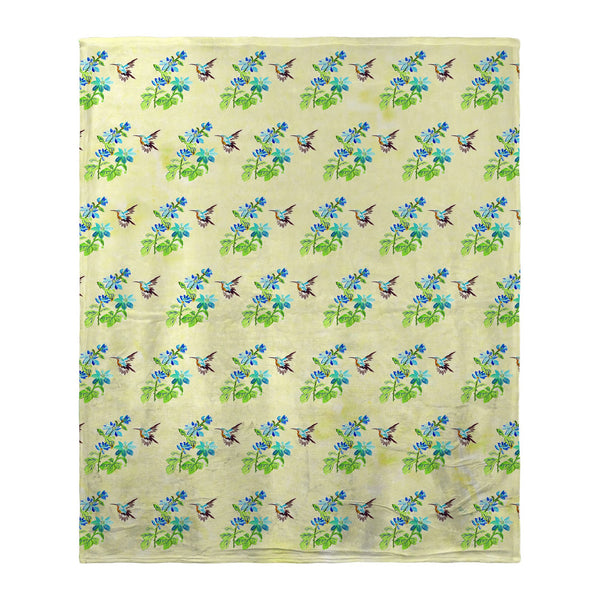 Aqua Hummingbird Tiled Silk-Touch Throw