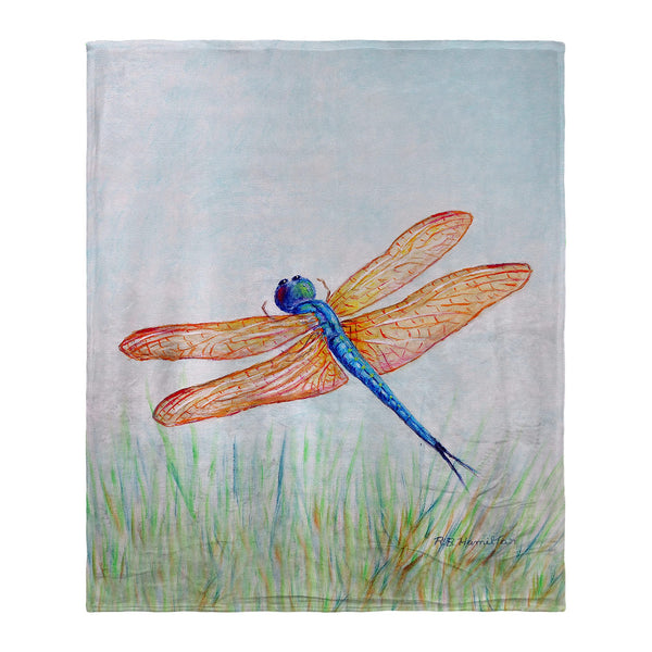 Amber & Blue Dragonfly Silk-Touch Throw