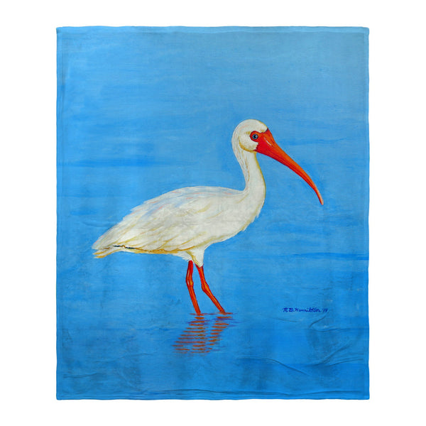 Posing White Ibis Silk-Touch Throw