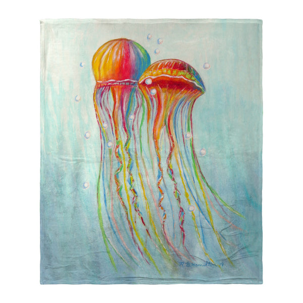 Colorful Jellyfish Silk-Touch Throw