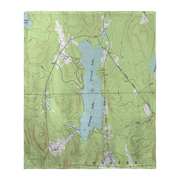 Friends Lake, NY Nautical Map Silk-Touch Throw