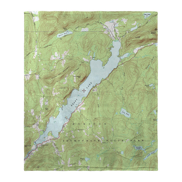 Brant Lake, NY Nautical Map Silk-Touch Throw