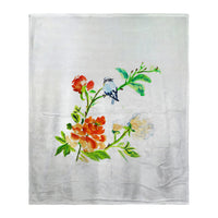 Blue Bird & Flowers Silk-Touch Throw