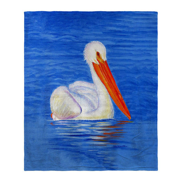 White Pelican Portrait Silk-Touch Throw