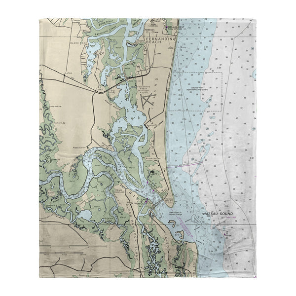 Total Amelia Island, FL Nautical Map Silk-Touch Throw