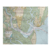 St Simon Sound, GA Nautical Map Silk-Touch Throw