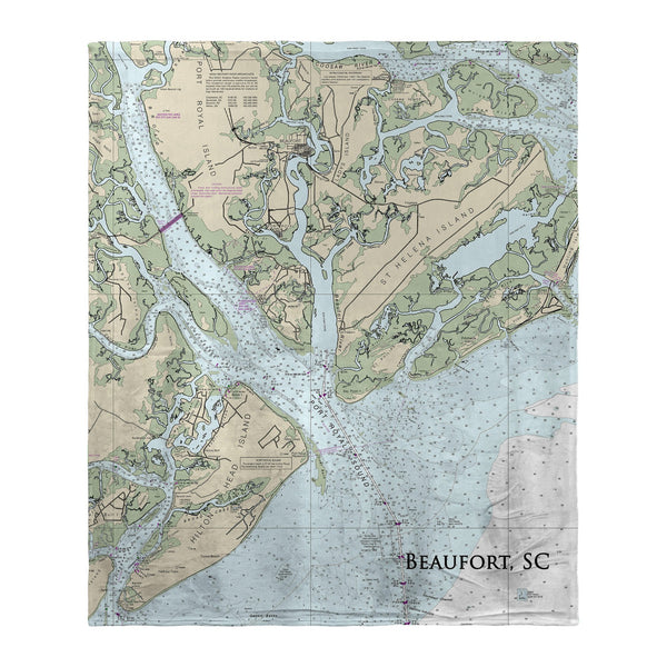 Beaufort Island, SC Name Drop Nautical Map Silk-Touch Throw