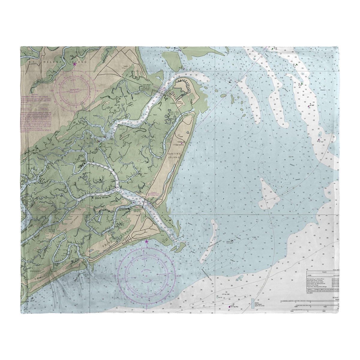 Fripp Island, SC Nautical Map Silk-Touch Throw – Betsy Drake Interiors