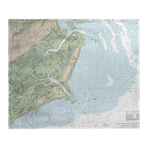 Fripp Island, SC Nautical Map Silk-Touch Throw