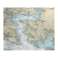 Pungo River, NC Nautical Map Silk-Touch Throw