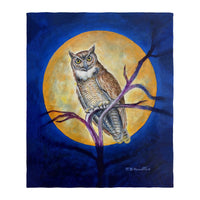 Owl in Moon Silk-Touch Throw