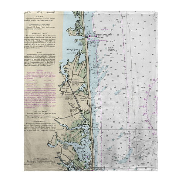 Bethany Beach, DE Nautical Map Silk-Touch Throw