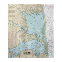 Rehoboth Bay, DE Nautical Map Silk-Touch Throw