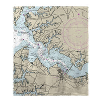 Choptank River, MD Nautical Map Silk-Touch Throw