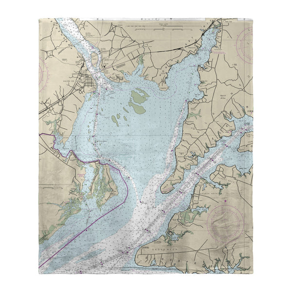 Head of Chesapeake Bay, MD Nautical Map Silk-Touch Throw