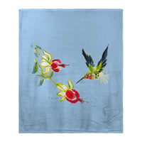 Betsy's Hummingbirds on Blue Silk-Touch Throw