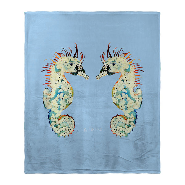 Betsy's Seahorses on Blue Silk-Touch Throw