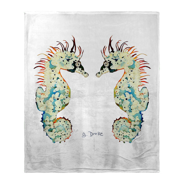 Betsy's Seahorses on White Silk-Touch Throw