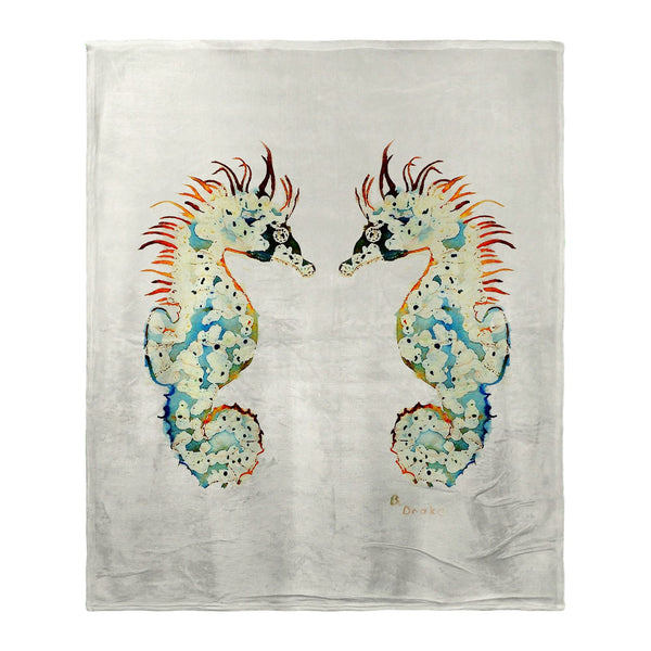 Betsy's Seahorses on Cream Silk-Touch Throw