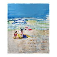 Children at the Beach Silk-Touch Throw