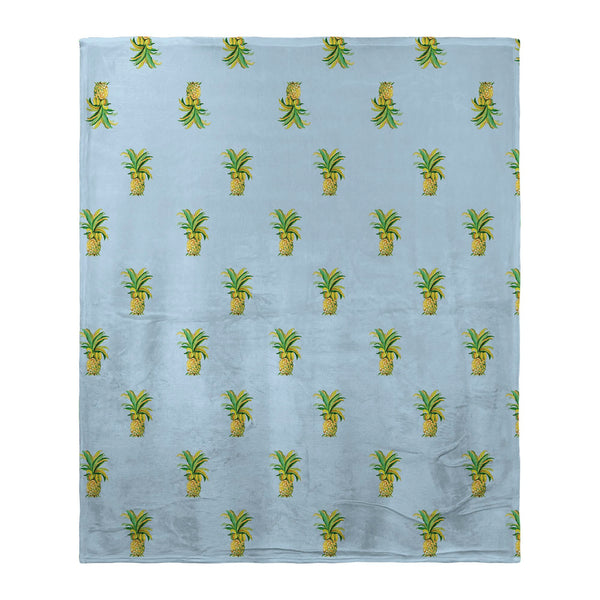 Pineapple Blue Tiled Silk-Touch Throw