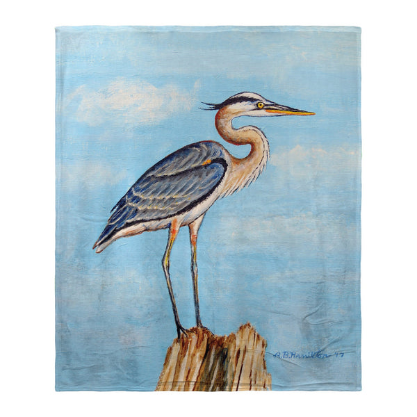 Blue Heron on Stump Silk-Touch Throw