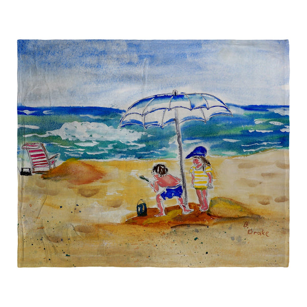 Boy at Beach Silk-Touch Throw