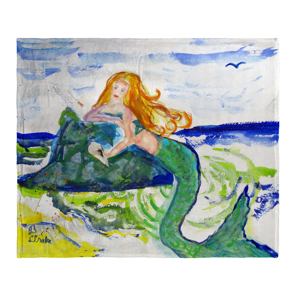 Mermaid on Rock Silk-Touch Throw