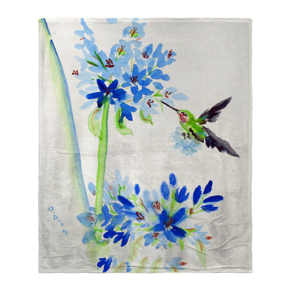 Hummingbird & Blue Flowers Silk-Touch Throw