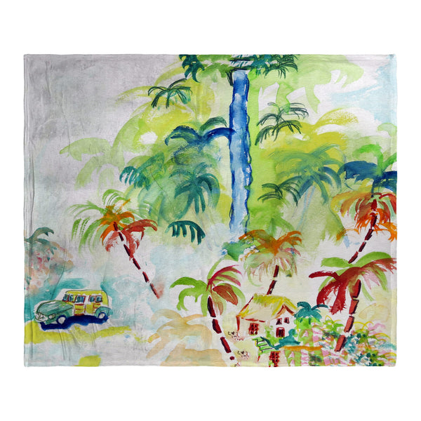 Colorful Palms Silk-Touch Throw