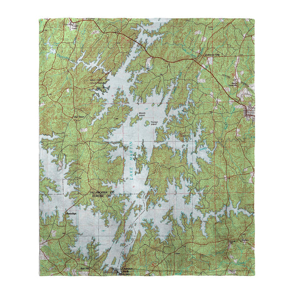 Lake Martin, AL Nautical Map Silk-Touch Throw