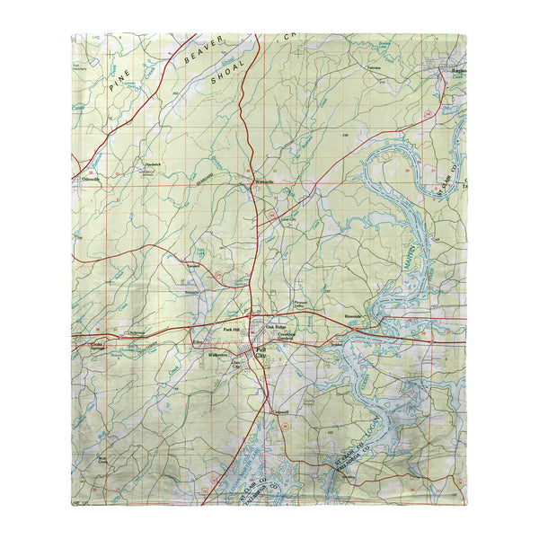 Logan Martin Lake, AL Nautical Map Silk-Touch Throw