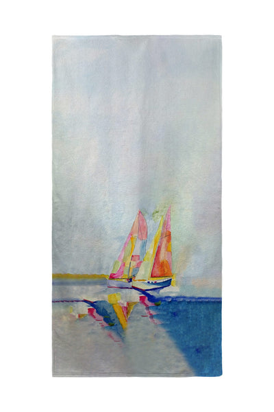 Two Colorful Sailboats Beach Towel