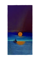 Moon Light Sailing Beach Towel