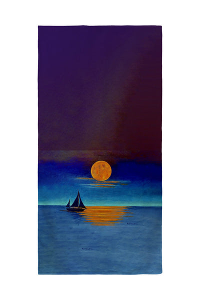 Moon Light Sailing Beach Towel