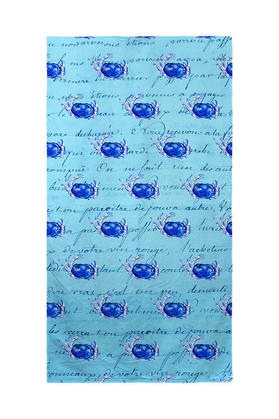 Blue Crab Script Multi Beach Towel