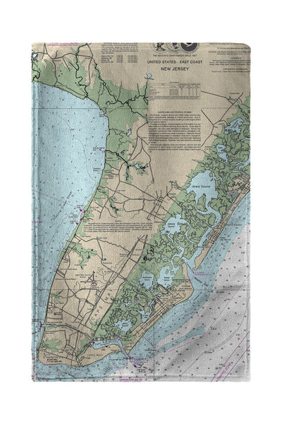 Cape May Peninsula, NJ Nautical Map Beach Towel