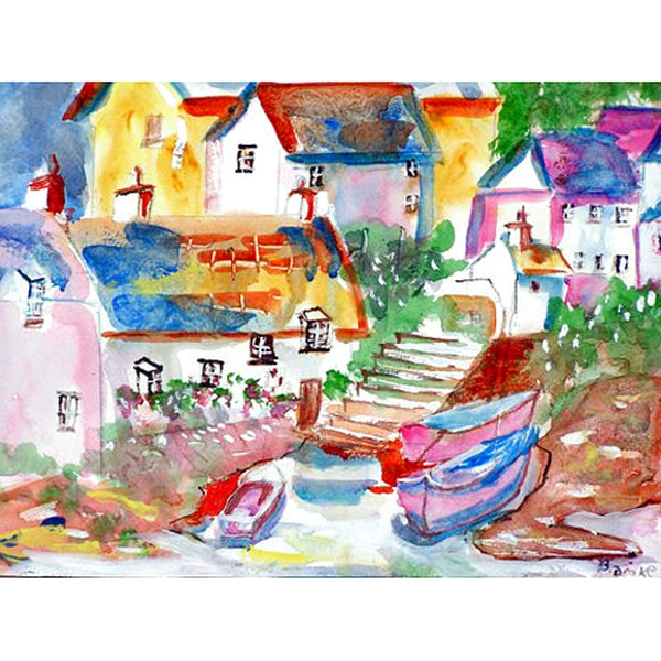 Boats At Steps Beach Towel