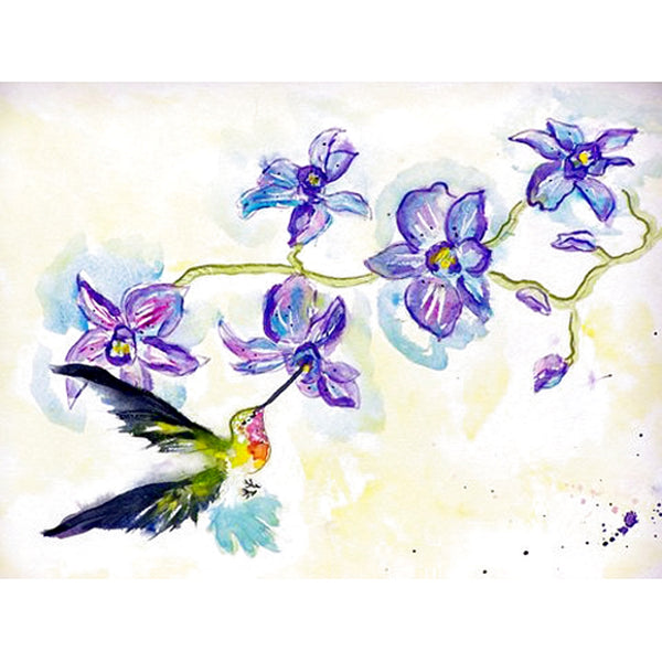 Hummingbird and Clematis Beach Towel