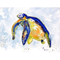 Blue Sea Turtle - Left Beach Towel