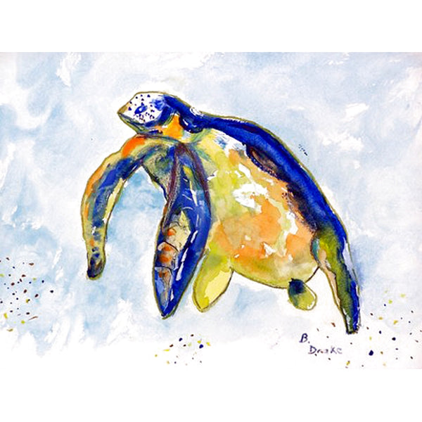 Blue Sea Turtle - Left Beach Towel