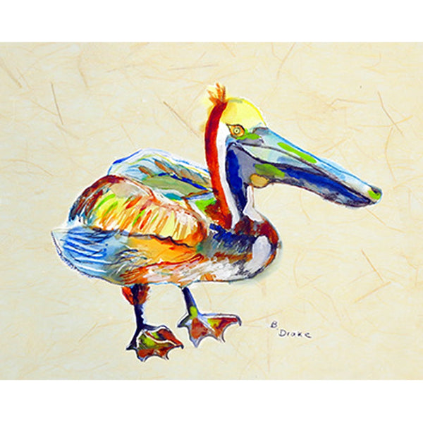 Heathcliff Pelican on Beige Beach Towel
