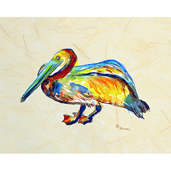 Gertrude Pelican on Beige Beach Towel