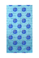 Tiled Blue Script Sand Dollar Beach Towel