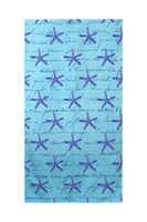 Tiled Blue Script Starfish Beach Towel