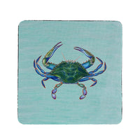 Blue Crab on Teal Coaster Set of 4