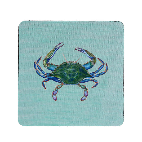 Blue Crab on Teal Coaster Set of 4