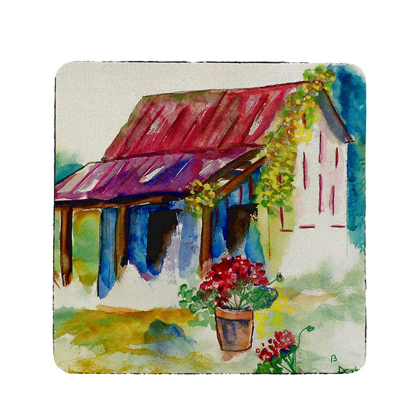 Barn & Geranium Coaster Set of 4