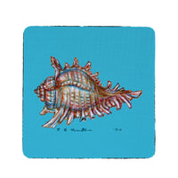 Conch on Teal Coaster Set of 4